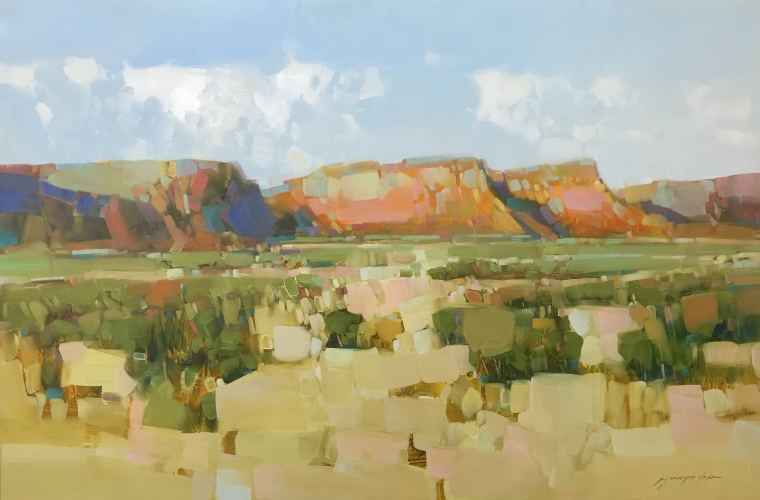 Desert View, Original oil Painting, Handmade artwork, One of a Kind                     